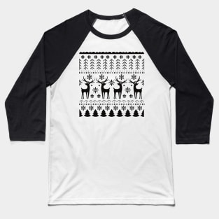 Northern Europe Folk Art Christmas Reindeer Sweater Pattern Baseball T-Shirt